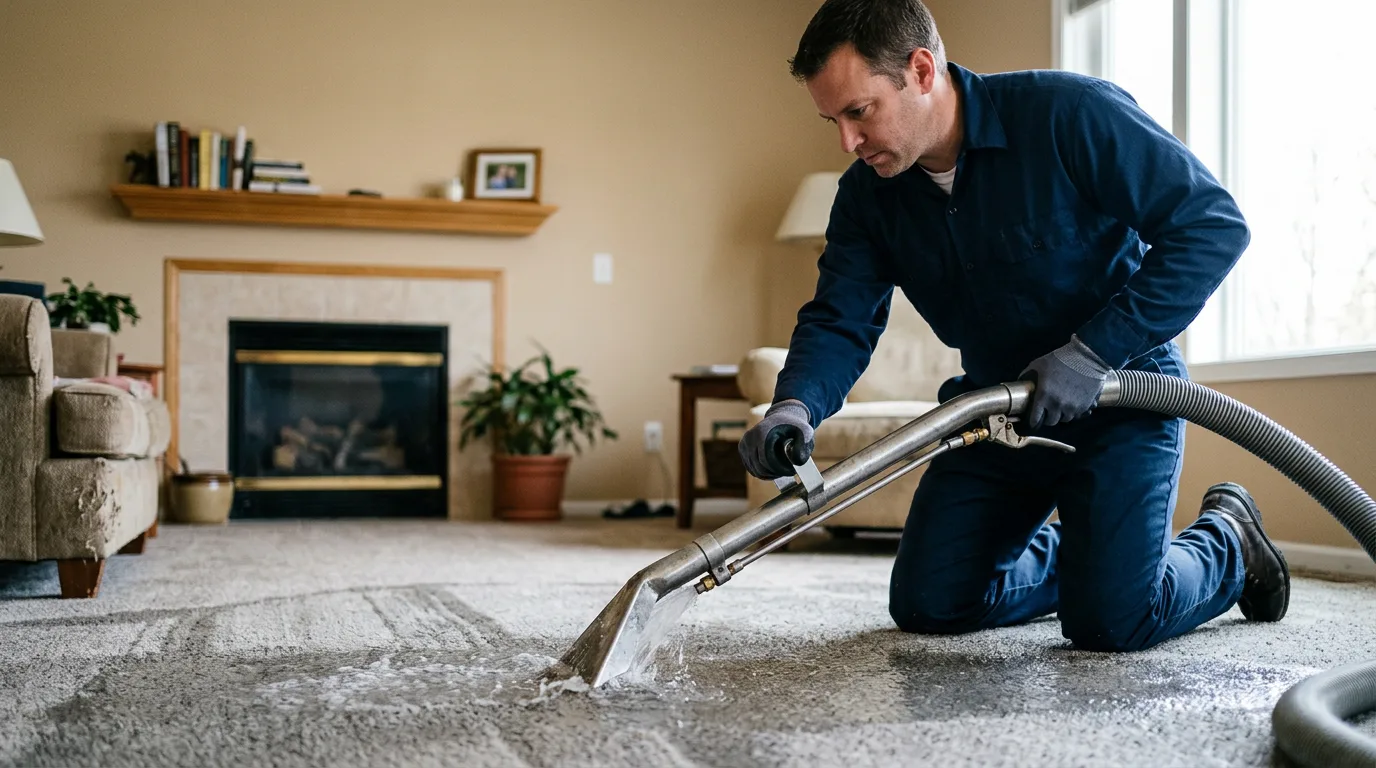 Water damage restoration technician working near Newfield, NJ